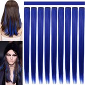 Rhyme 9 STKS 21 "Gekleurde clip-in haarextensies Blauwe haarextensies voor kinderen Meisjes Clip-in blauwe haarclips Haarextensies voor kinderen Feest Hoogtepunten Blauwe haaraccessoires (blauw)