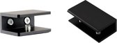Mat zwart glashouder ondersteuning voor 5-8 mm - glasplank klemhouder steunbeugel - aluminium glasklemmen - zwart vierkant glazen clip glasplaat dragers