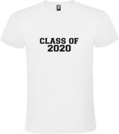 Wit T-Shirt met “Class of 2020 “ Afbeelding Zwart Size 5XL