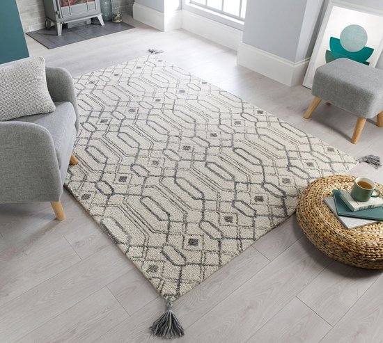 Flycarpets Pietro Modern Laagpolig Vloerkleed - Grijs - 160x230 cm