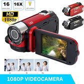 Bol.com Camera voor beginners - vlogcamera - digitale camera - 1080P - 16x zoom - ingebouwde microfoons en luidspreker - Rood aanbieding