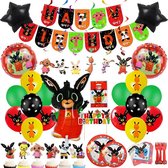 Bing Feestpakket – Verjaardag Decoratie Versiering (164-Delig) – Ballonnen, Taartdecoratie, Slingers, Vlaggenlijn – Geschikt voor Kinderfeestje Jongen en Meisje