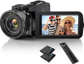 Videocamera voor Vlogging en Nachtzicht - Draadloze Afstandsbediening - Full HD - Compact en Draagbaar - Ideaal voor Beginners en Professionals - Infrarood - IR - 1080P - 24MP - HD Camcorder - Live Streaming - Video Recorder - Zwart