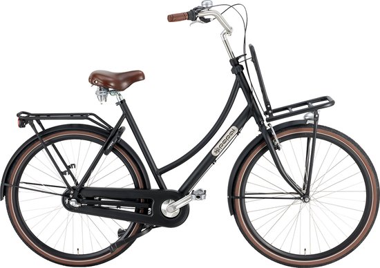 Vélo de transport Popal Daily Dutch Basic+ N3 VB - Vélo de ville - Femme - 57 centimètres - Zwart mat