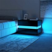 HandyHaven® - Nachtkastje met LED verlichting - Zwart - USB poorten - Nachtlampje - Lade- Hoogte 46.5CM