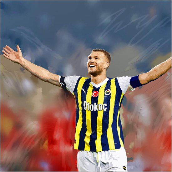 Edin Dzeko Fenerbahçe poster | voetbal poster bekende voetballers posters | 50 x 50 cm | papier | WALWALLS.STORE