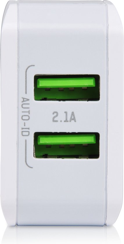Gecertificeerde Dubbele USB Stekker Oplader met 2 Poorten - 2.1A - Geschikt voor GSM, Smartphone, Tablet, Camera, Speaker, Powerbank - Phreeze