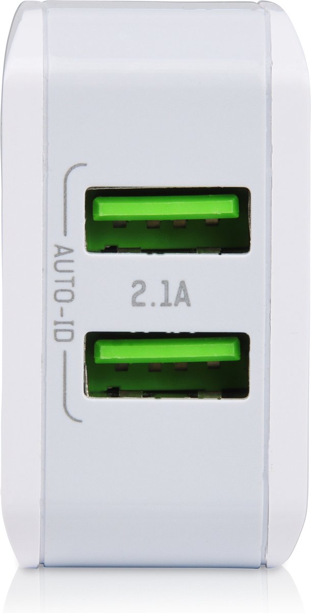 Gecertificeerde Dubbele USB Stekker Oplader met 2 Poorten - 2.1A - Geschikt voor GSM, Smartphone, Tablet, Camera, Speaker, Powerbank van Lioncast — afbeelding 4