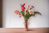 WinQ -Veldboeket - Zijden bloemen compleet geleverd in Roze/ Pink/ Paars combinatie- Inclusief glasvaas - kunstbloemen Boeket in voorjaarskleuren