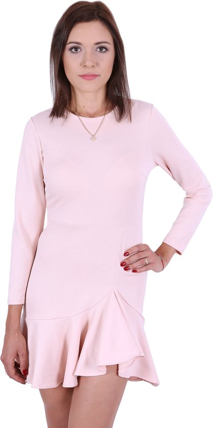 Roze nude jurk met volants,John Zack