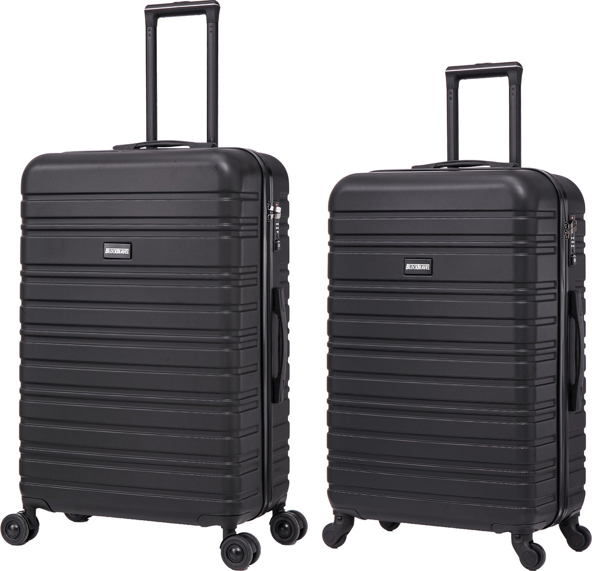 BlockTravel - kofferset - 2 delig - ABS - ruimbagage - met dubbele wielen - 74 en 95 liter - inbouw TSA slot - zwart