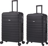 BlockTravel kofferset 2 delig ABS ruimbagage met dubbele wielen 74 en 95 liter - inbouw TSA slot - zwart