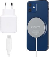 Phreeze Wireless Charger - Geschikt voor iPhone 15,14,13,12 Draadloze Oplader - Magnetisch - Met 20W USB C Power Adapter