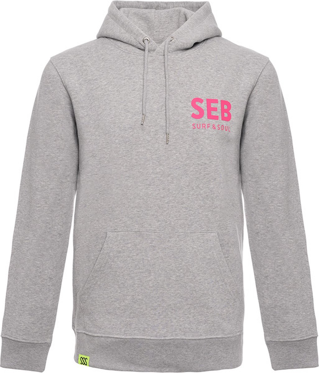 SEB Hoodie Grey - Neon Pink | Hooded sweater - Heren - Grijs - Grey melange - Neon - Organisch katoen
