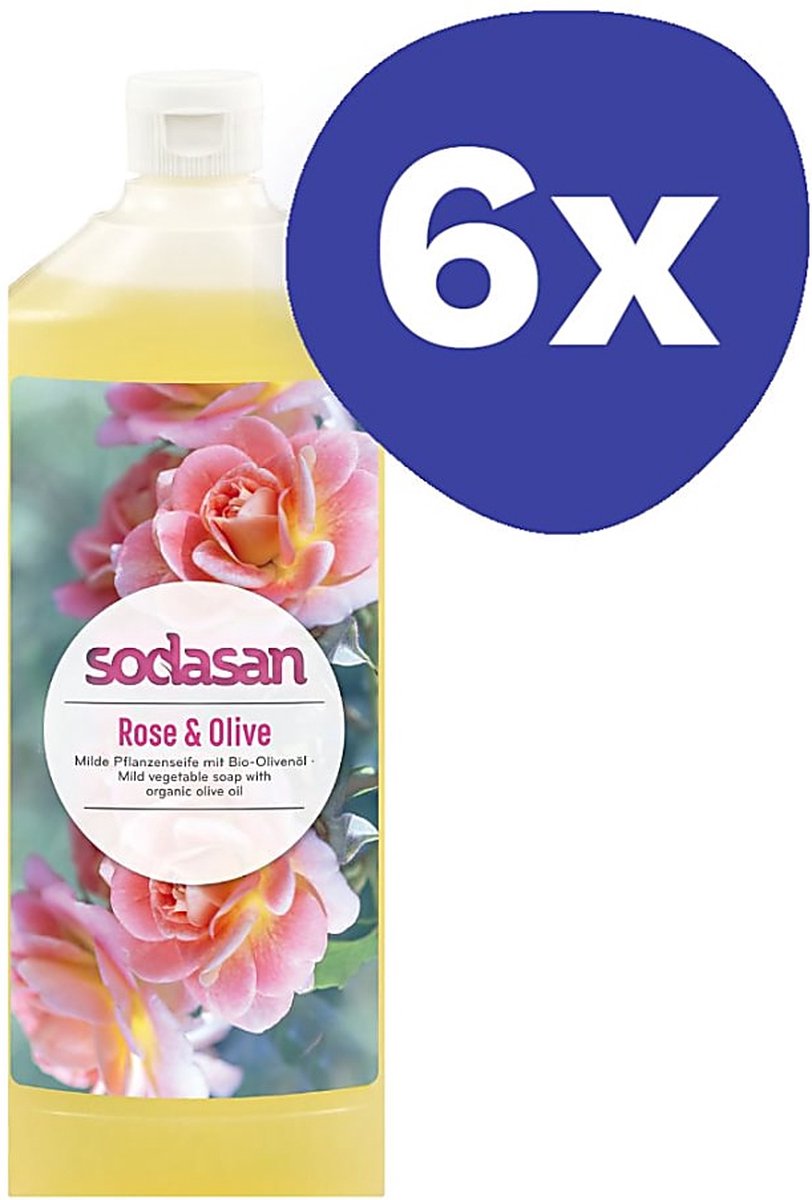 Goedkoopste Sodasan Vloeibare Zeep Roos & Olijf Navulverpakking (6x 1L