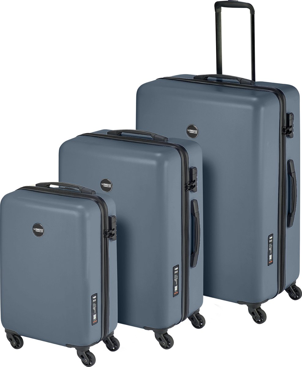 Princess Traveller PT-01 - 3-delige Kofferset - Platinum Navy - 35L Handbagage + 65L en 98L Reiskoffer - Lichtgewicht Trolley