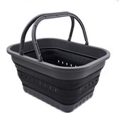19L opvouwbare buis met handvat - draagbare outdoor picknick basket/crater - opvouwbare boodschappentas - Space Saving Storage Container (grijs/zwart, 1)