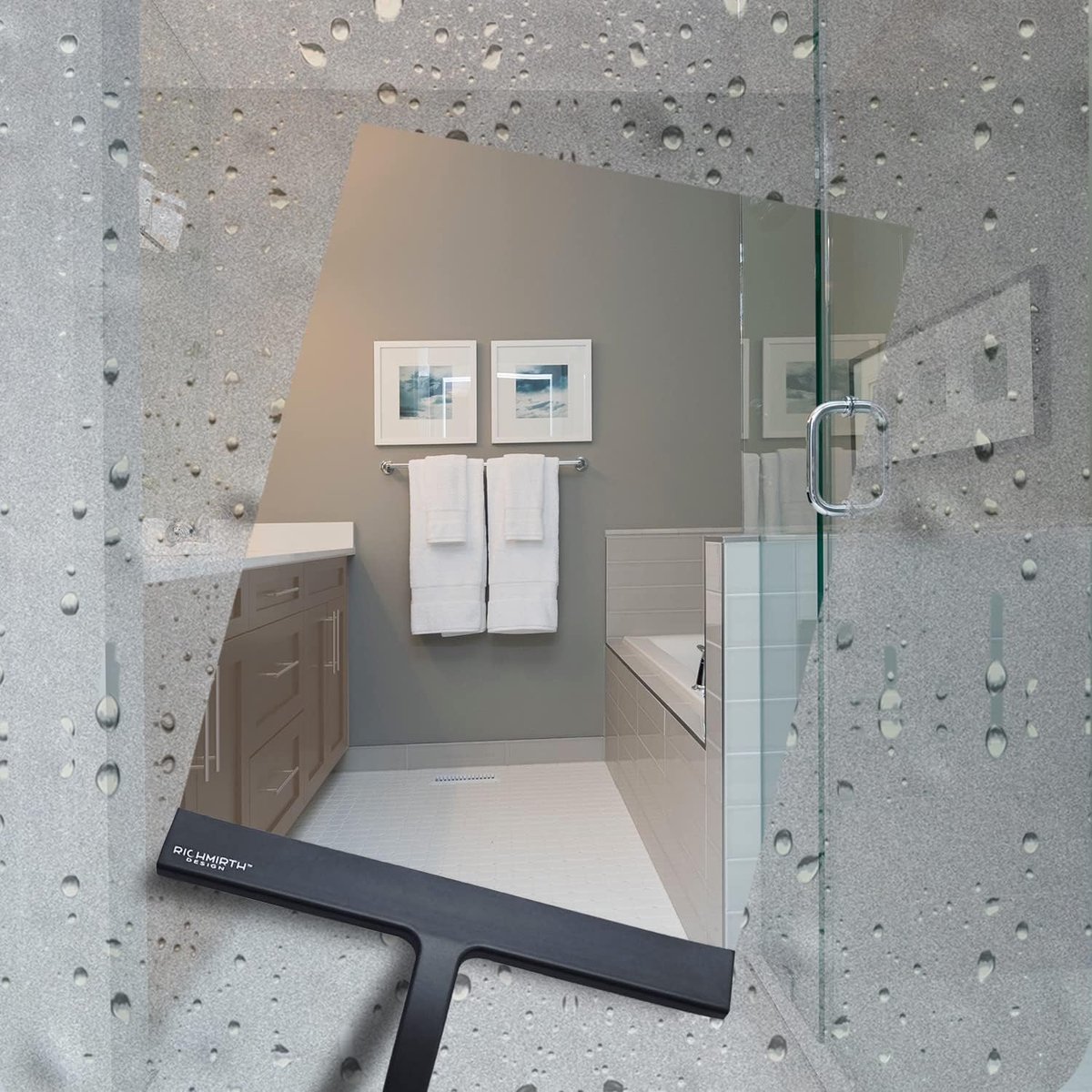 Goedkoopste Douchewisserset 28 cm - Siliconen douchewisser Raamwisser Badkamerwisser Glazen wisser Douche met roestvrij staal (zwart