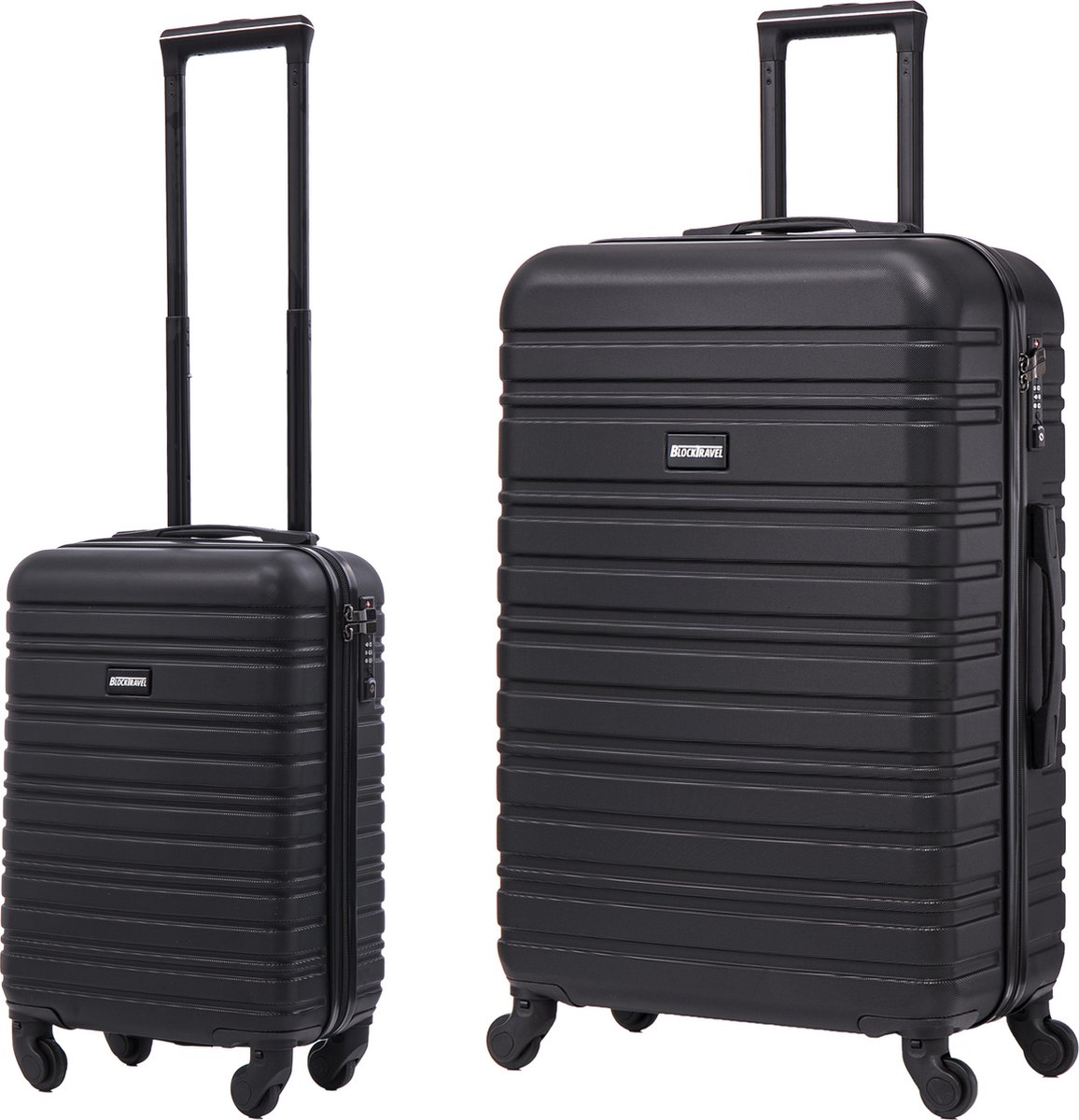 BlockTravel - kofferset - 2 delig - ABS - ruimbagage en handbagage - 29 en 74 liter - inbouw TSA slot - zwart
