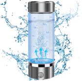 Waterstof generator - 1800ppb - H2 + Hydrogeen - 450ML Watergenerator - Waterfles van glas - Gezond water - Elektrische waterfilter fles - Zilver Roestvrij Staal Design - Draagbare Drinkfles