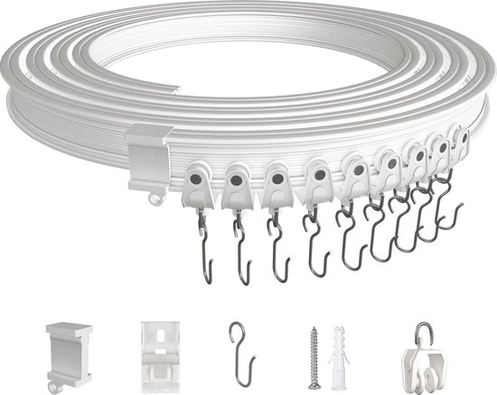 EFUTURETIME Gebogen gordijnrail, 3 meter, flexibele gordijnrail