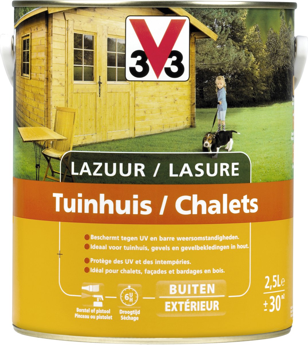 V33 Lazuur Tuinhuis - Donkere eik - 0,75 l - 12 m²/l