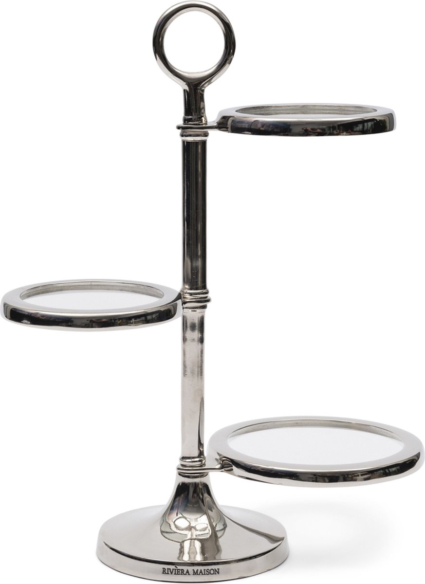 Metalen Etagère Zwart - 3 Verdiepingen - Decoratieve Serveerschaal Voor Snacks Desserts En Fruit 36 X 25 Cm