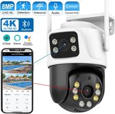 Brondeals® - beveiligingscamera - dubbele lens - met wifi - 360 graden zicht - 8 mp - 4k draadloos - outdoor - Video Surveillance