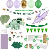 Dino World Verjaardagset - Feest Versiering - Dino Versiering - Kinderfeest - Ballonnen - Slingers - Hangdecoratie - Tafelbenodigdheden - Themafeest