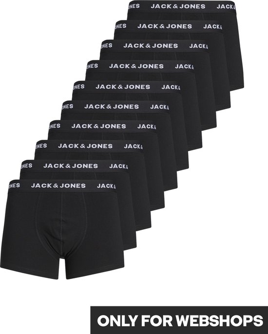 Jack & Jones Effen Zwarte Boxershorts Heren Multipack JACSOLID 10-Pack Onderbroek - Maat XXL