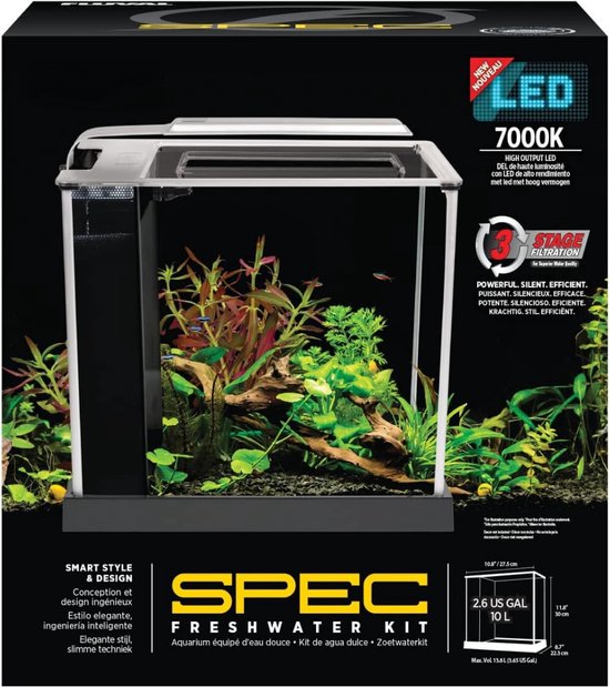 Foto: Aquarium 10 liter nano aquarium spec 3 cre er een oase van rust in zwart 31 high output leds 3 traps filterkamer met circulatiepomp kleurtemperatuur van 7 500 kelvin