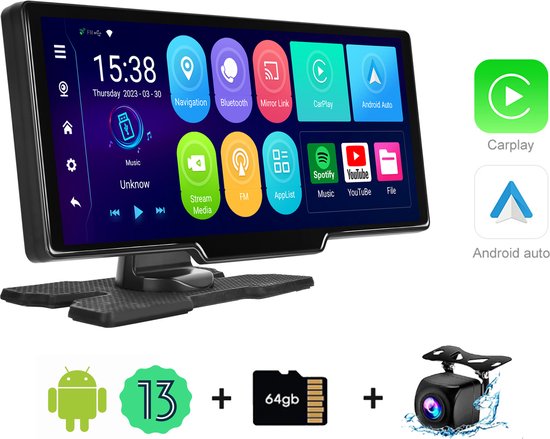 Boscer® Smart HD Navigatiesysteem PRO - 10.26 Inch Touchscreen - Apple Carplay & Android Auto (Draadloos) - Google PlayStore - FM Transmitter - Touchscreen - Bluetooth, SD, USB, Aux, GPS & WiFi - Autoradio - AHD Achteruitrijcamera