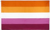 Lesbian Pride vlag 90x150 cm - Polyester - 2 ophangringen - Lesbische sunset flag