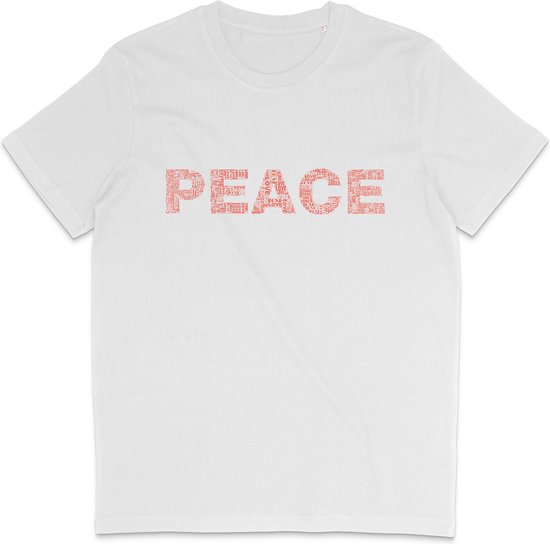 Heren en Dames T shirt - Peace, Vrede - Wit - 3XL