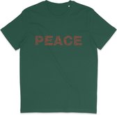 Heren en Dames T shirt - Peace, Vrede - Groen - L