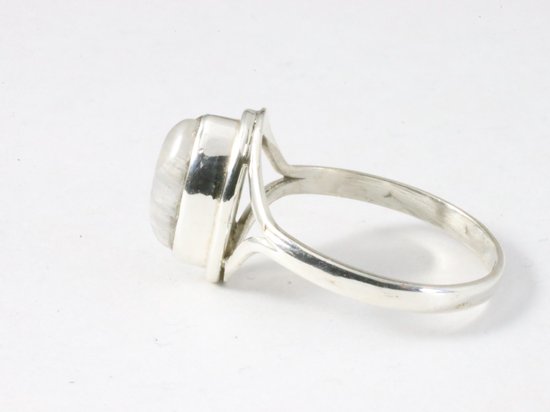Bague en argent fin avec pierre de lune arc-en-ciel - taille 15,5