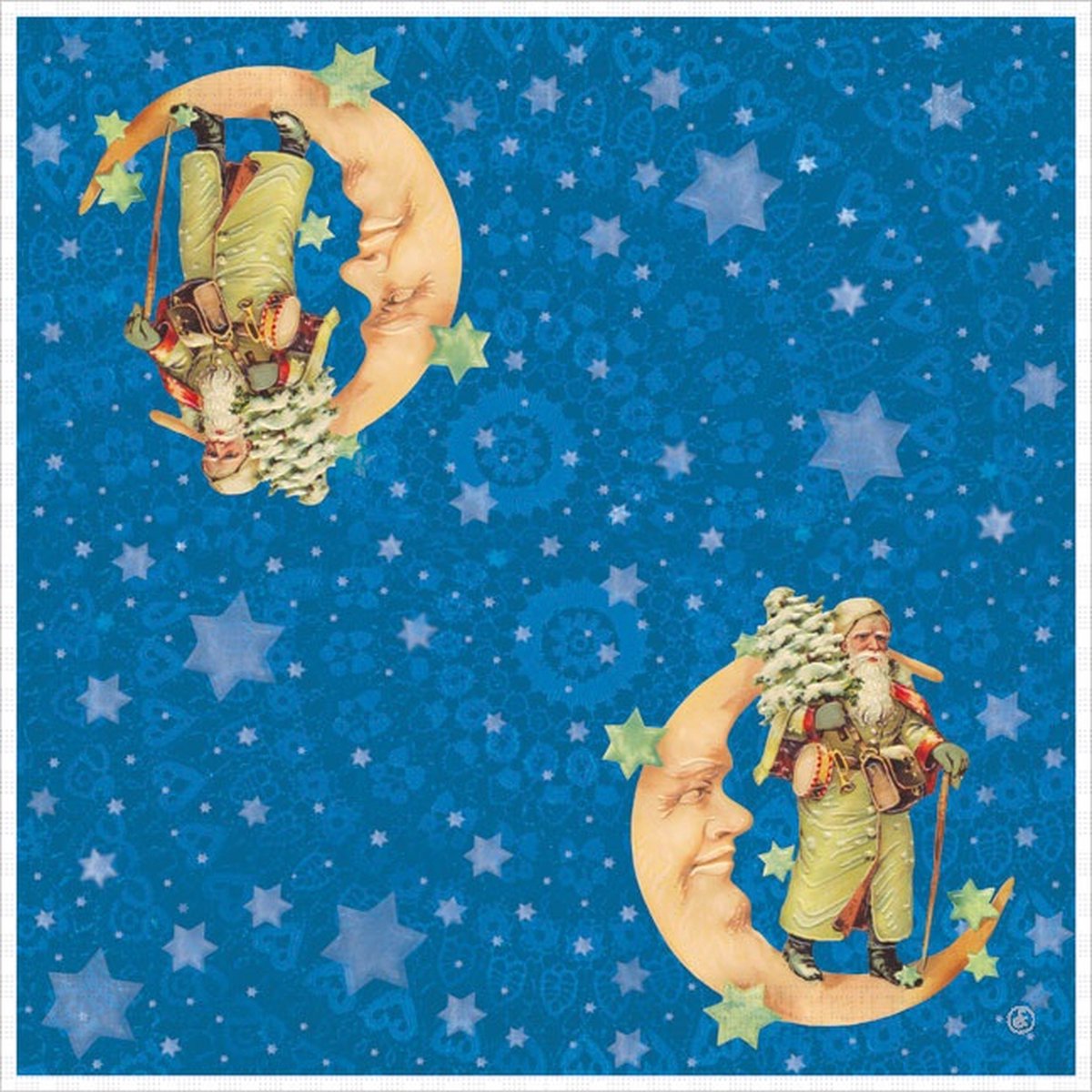 Servetten Kerstman op maan (20st) 33x33cm