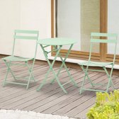 Gartenset voor 2 personen Garnitur Balcony Furniture Set Bistrotisch met 2 stoelen voor Courtyard Garden Foldable Green