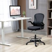 Ergonomische bureaustoel met verstelbare voetring, 110-130 cm in hoogte verstelbare werkstoel met rollen en lumbale ondersteuning, zwart