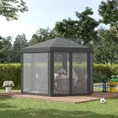 Zaza Home Pavilion Garden Pavilion met muggen netto party tent tuin tent 6-dek polyester+metaalgrijs 197x250x250cm