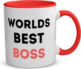 Akyol - worlds best boss koffiemok - theemok - rood - Baas - de beste baas - collega's - werknemers - verjaardagscadeau - verjaardag - cadeau - afscheidscadeau - geschenk - leuke cadeau - kado - gift - 350 ML inhoud