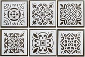 Stencil schilderen - sjablonen - 6 stuks - verven - mallen - stencils - mandala - patroontegel motief - decortegel motief - 15 x 15 cm