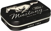 metalen pepermuntdoosje Ford Mustang Horse Logo Black 4 x 6 cm