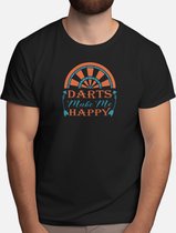 Darts Make Me Happy - T Shirt - Darts - DartsLife - DartsPlayer - Bullseye - Darten - DartenLeven - DartenSpeler - DartenFamilie - 183