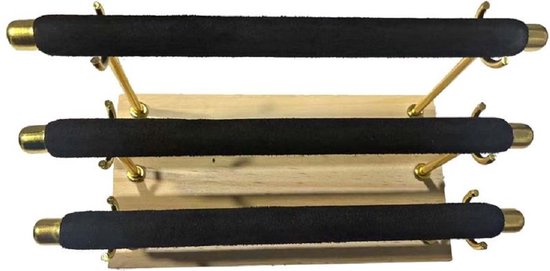 Sieradenhouder - Display voor Ringen - 3 Lagen - Hout en Fluweel - 19x10x11 cm - Zwart