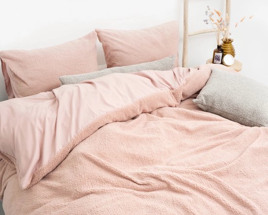 Droomtextiel Teddy Dekbedovertrek Roze - 200x200/220 cm - Luxe Teddystof - Heerlijk Zacht van Merkloos — afbeelding 3