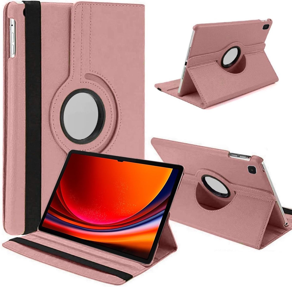 Draaibaar Hoesje - Rotation Tabletcase - Multi stand Case Geschikt voor: Samsung Galaxy Tab A9+ (Plus) 11 inch 2023 (SM-X210, SM-X215, ,SM-X216, SM-X218) Rosegoud