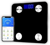 Swiss Homes® | Smart Libra avec application gratuite | Balance personnelle numérique Bluetooth avec analyse corporelle| jusqu'à 180Kg| IMC, pourcentage de graisse, masse musculaire, graisse viscérale, etc. | Noir