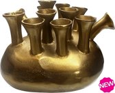 Vase en corne Assen | 12 Trompettes | Vase tulipe | Or - Or | L50 x L40 x H35 cm