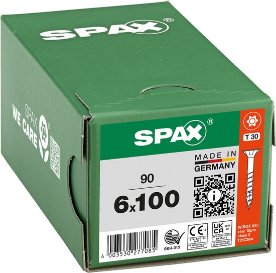 Vis universelle, 6 x 80 mm, 90 pcs, Filetage partiel, Tête fraisée, T-STAR plus T30, 4CUT, WIROX - 8000000277061